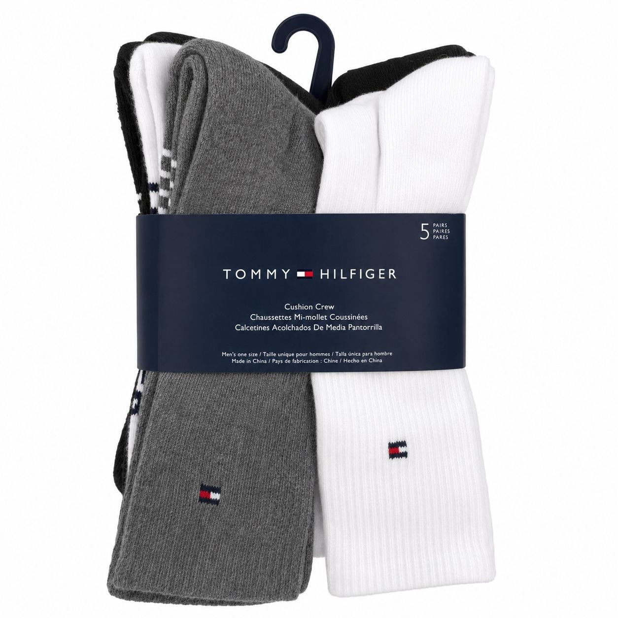 CALCETA ALTA TOMMY HILFIGER PARA HOMBRE 5 PARES TALLA ÚNICA
