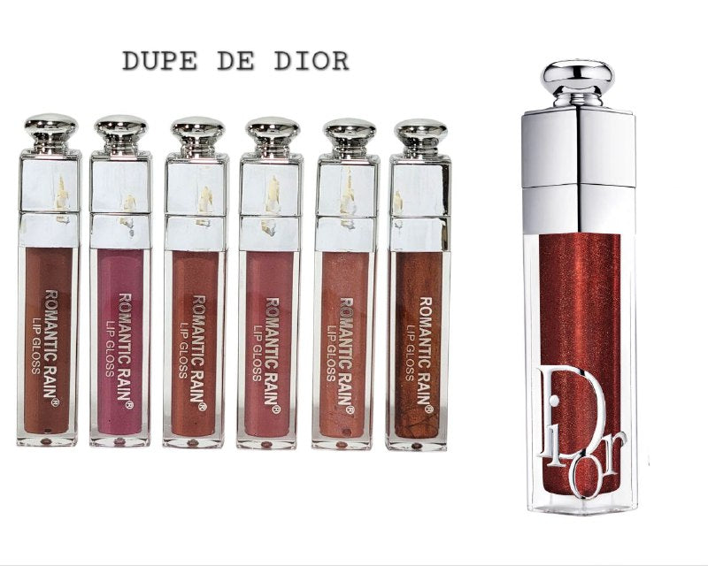 BRILLO LABIAL DE COBERTURA TOTAL DUPE DE DIOR, LIP DE COBERTURA TOTAL Y ACABADO CRISTALINO QUE REALSA TU SONRISA CON COLOR INTENSAMENTE PIGMENTADO CON VITAMINA E 6 TONOS ROMANTIC RAIN