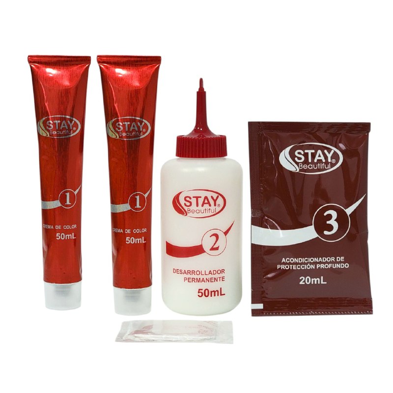 TINTE PARA EL CABELLO COLOR ROJO 5.66, VIVO Y DURADERO STAY BEUTIFUL 50MLX2