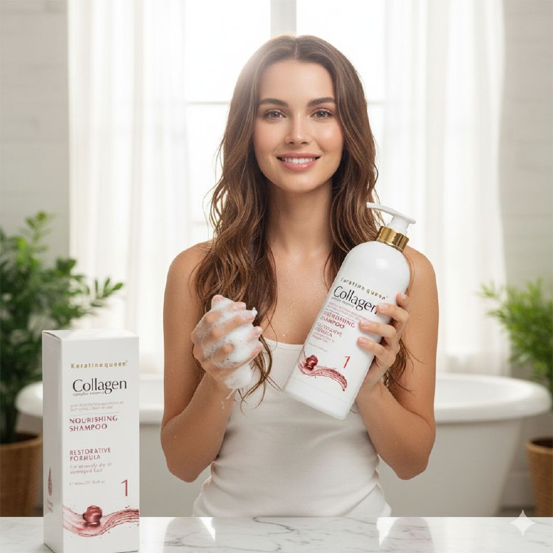 SHAMPOO PARA EL CABELLO 800ML CON COLAGENO, PROTEINA Y ACEITE DE ARGAN , FORMULADO PARA REPARAR Y NUTRIR PROFUNDAMENTE EL CABELLO DAÑADO, HIDRATA Y RETRASA EL ENVEJECIMIENTO DEL PELO KERATINE QUEEN