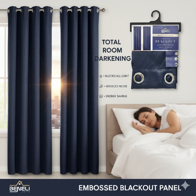 CORTINAS PARA HOGAR OSCURAS CON OJALES QUE BLOQUEAN LA LUZ 58X84" BENELI HOME