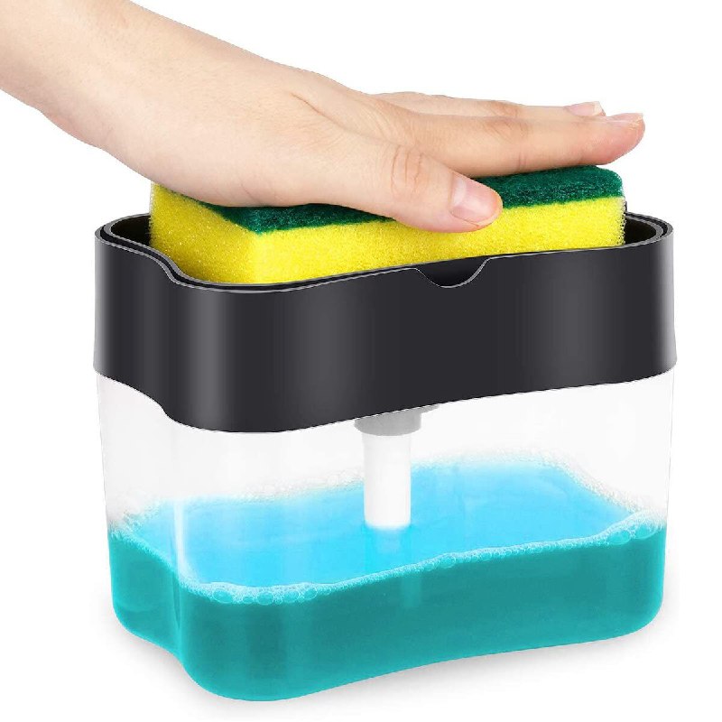 DISPENSADOR DE JABON Y PORTAESPONJA 2 EN 1 385ML