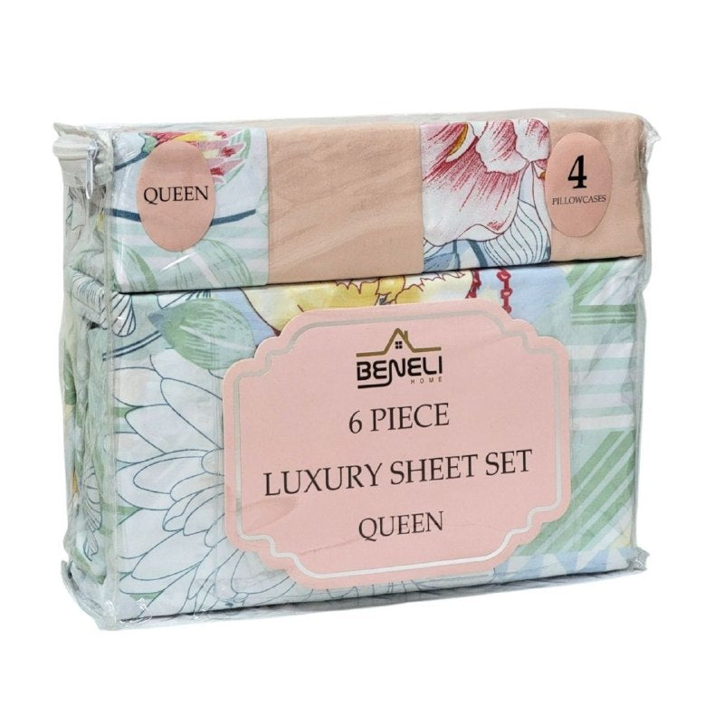 JUEGO DE SABANAS DE LUJO TAMAÑO QUEEN DE 6PCS BENELI HOME