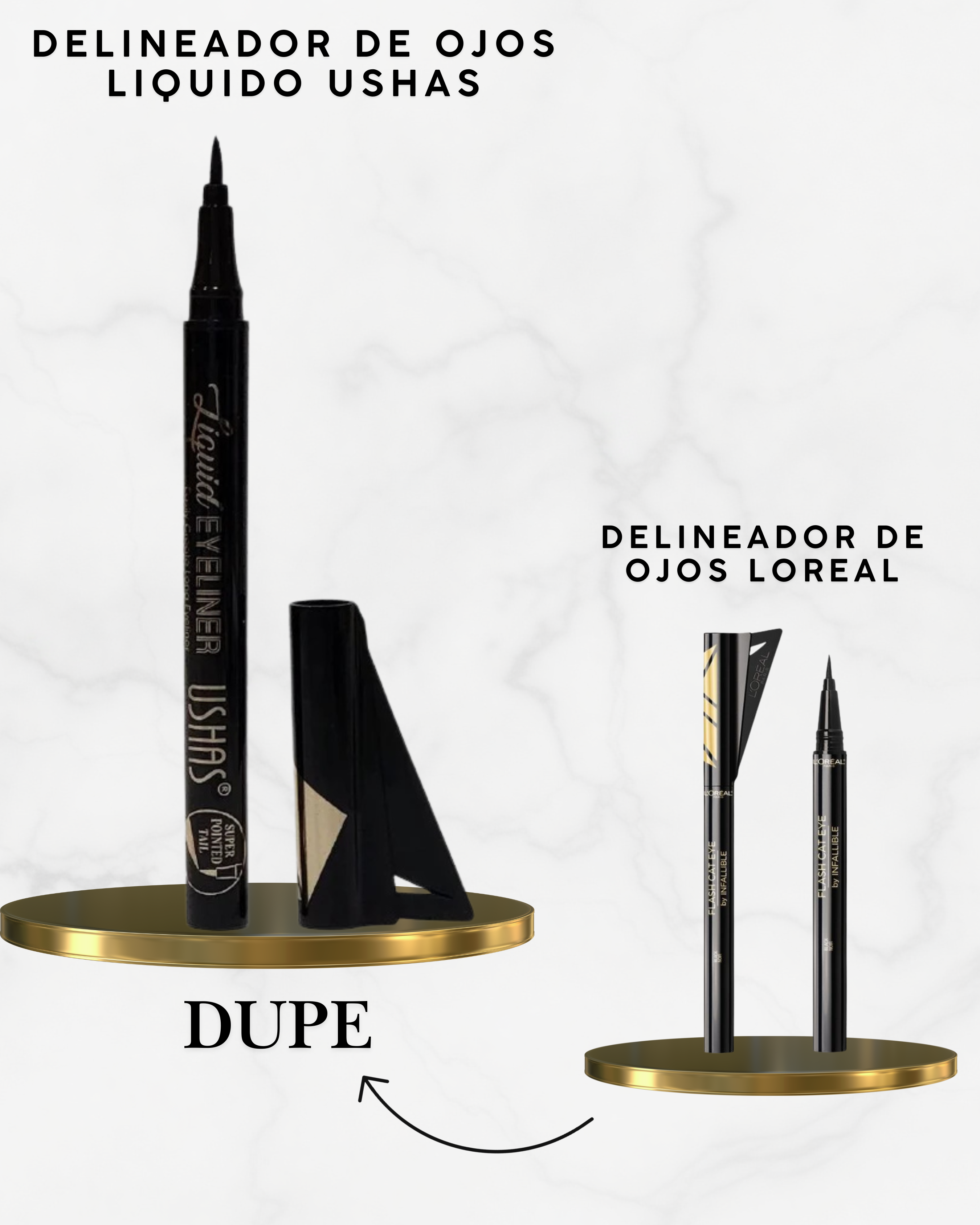 DELINEADOR DE OJOS LIQUIDO, DUPE LOREAL FLASH CAT EYE BY INFALLIBLE  CREA UN DELINEADO DE OJOS LARGO USHAS 1G
