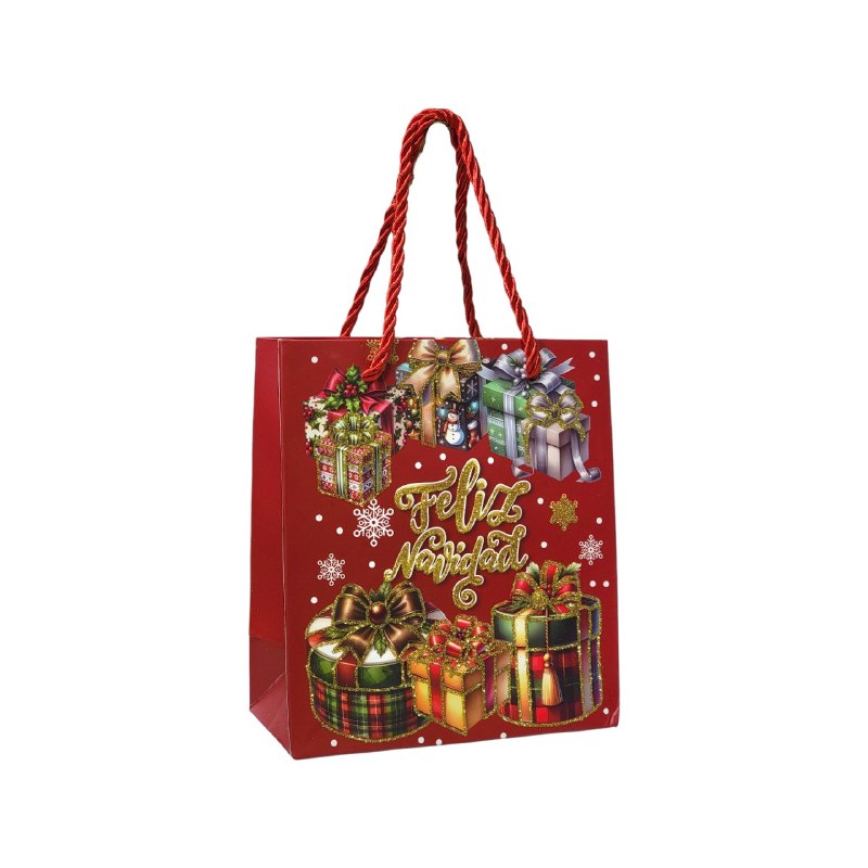 BOLSA DE REGALO NAVIDEÑA EXTRA PEQUEÑA 14X16X7CM