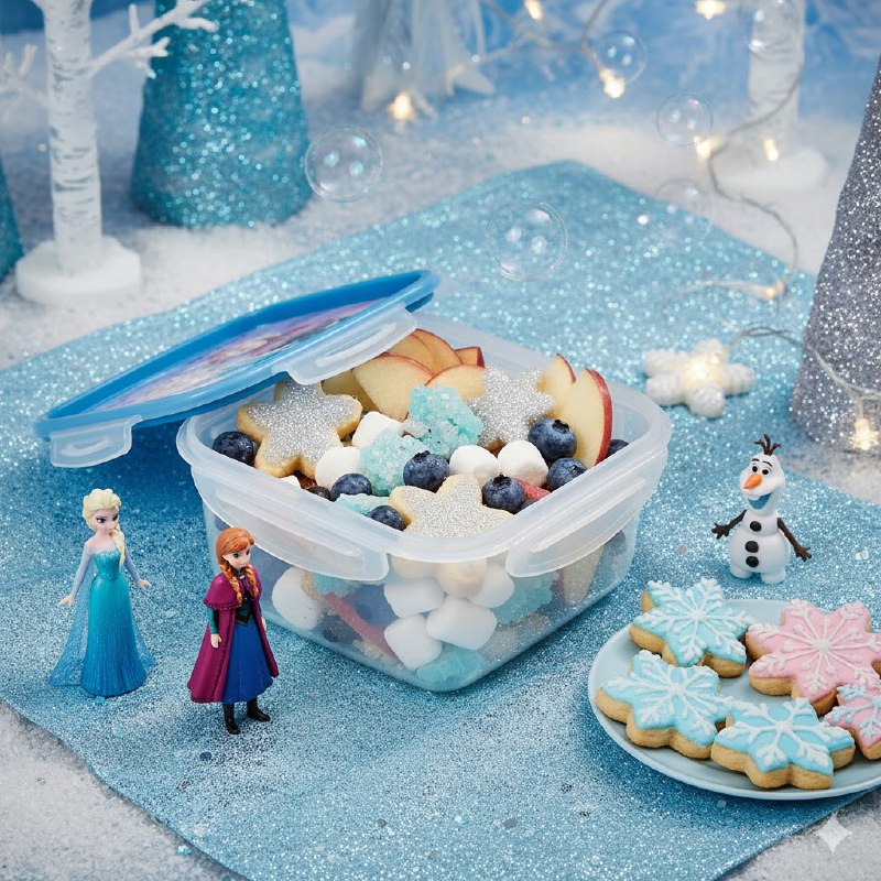 RECIPIENTE PANA PARA ALIMENTOS PARA NIÑAS CON DISEÑO DE FROZEN TAMAÑO MEDIANA