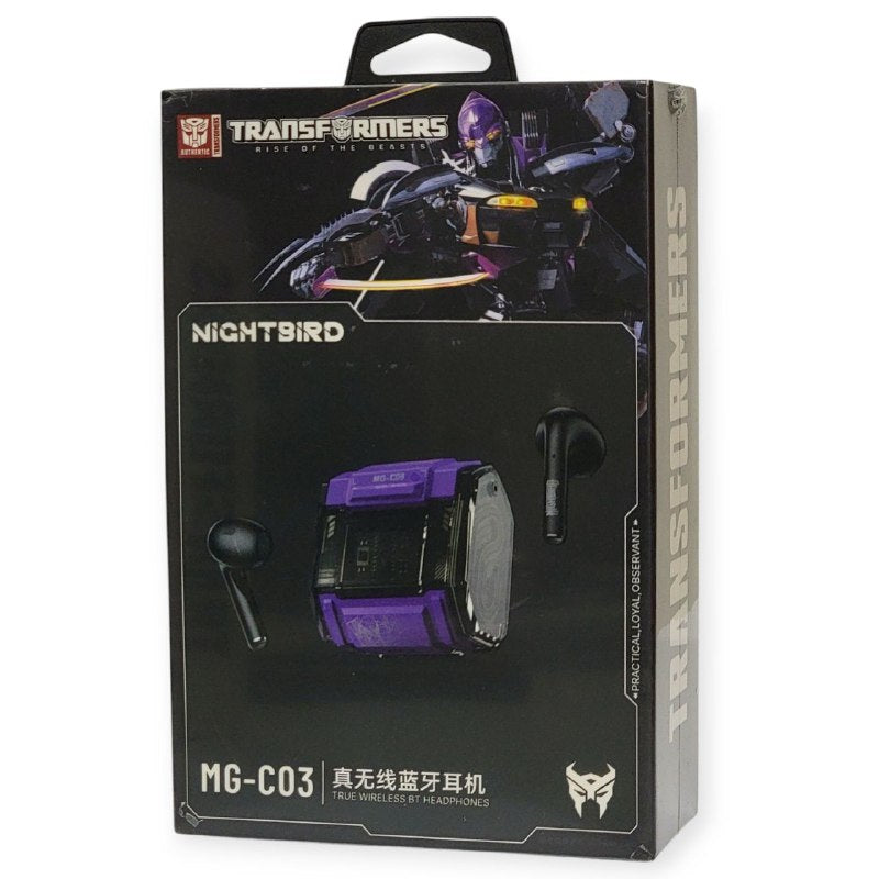 AUDIFONOS AURICULARES ORIGINALES INALAMBRICOS MG-C03, BATERIA ESTUCHE 5H, BATERIA AUDIFONOS 5H, BT V.5.4, DISTANCIA DE 10MTS, COMODO ESTABLE TRANSFORMERS RISE OF THE BEASTS NIGTBIRD