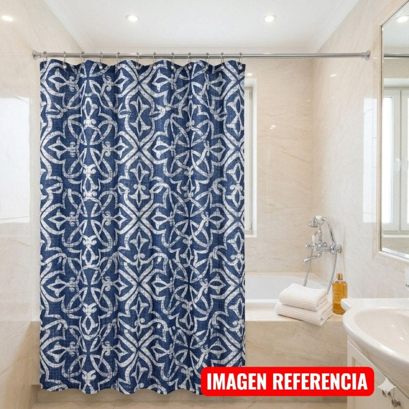 CORTINA PARA BAÑO DE TELA SUAVE DE ALTA RESISTENCIA DE 12 GANCHOS DOBBY COLLECTION 183X183CM