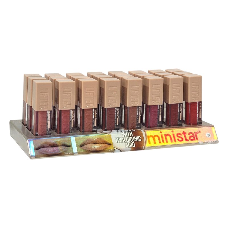 BRILLO LABIAL GLOSS DUPE DE MAYBELLINE, CON FORMULA DE ACIDO HIALURONICO HIDRATANTE BRILLANTE MINISTAR 12ML