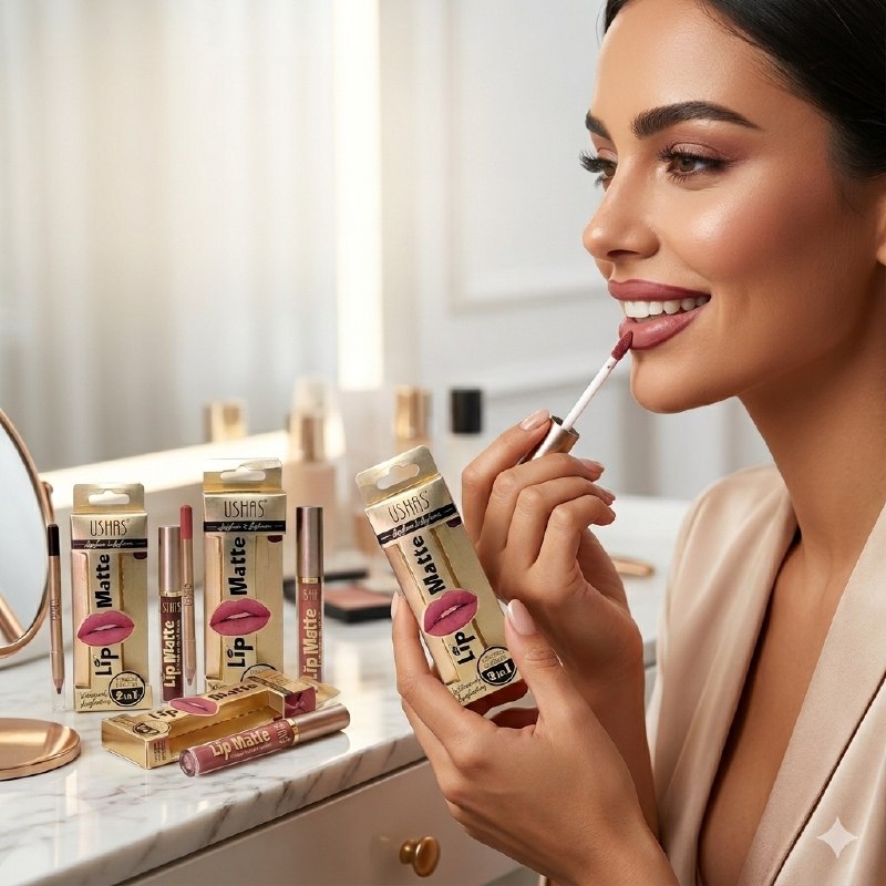 SET DE BRILLO LABIAL Y DELINEADOR DE LABIOS USHAS 4.5G+1.2G