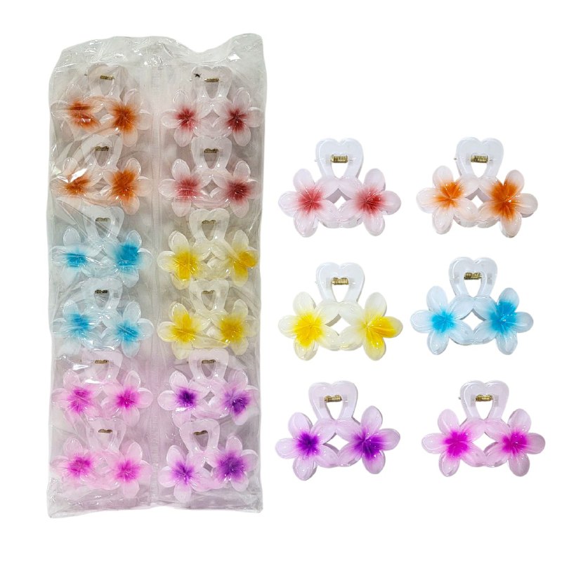 GANCHO PARA EL CABELLO DE PINZA DE FLOR HAWAIANA DOBLE, PINZAS DE SUJECION FUERTE, ACCESORIO PARA EL CABELLO 8X5CM, PAQUETE 12UND
