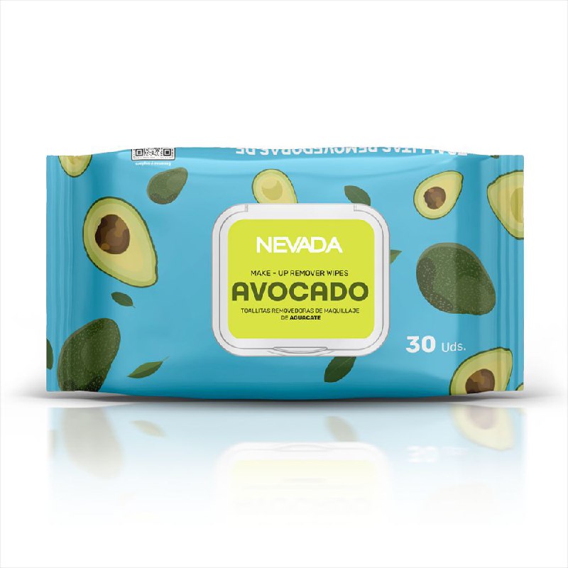 TOALLITAS HUMEDAS LIMPIADORAS DESMAQUILLANTES CON EXTRACTO DE AGUACATE Y ALOE VERA 30UND NEVADA