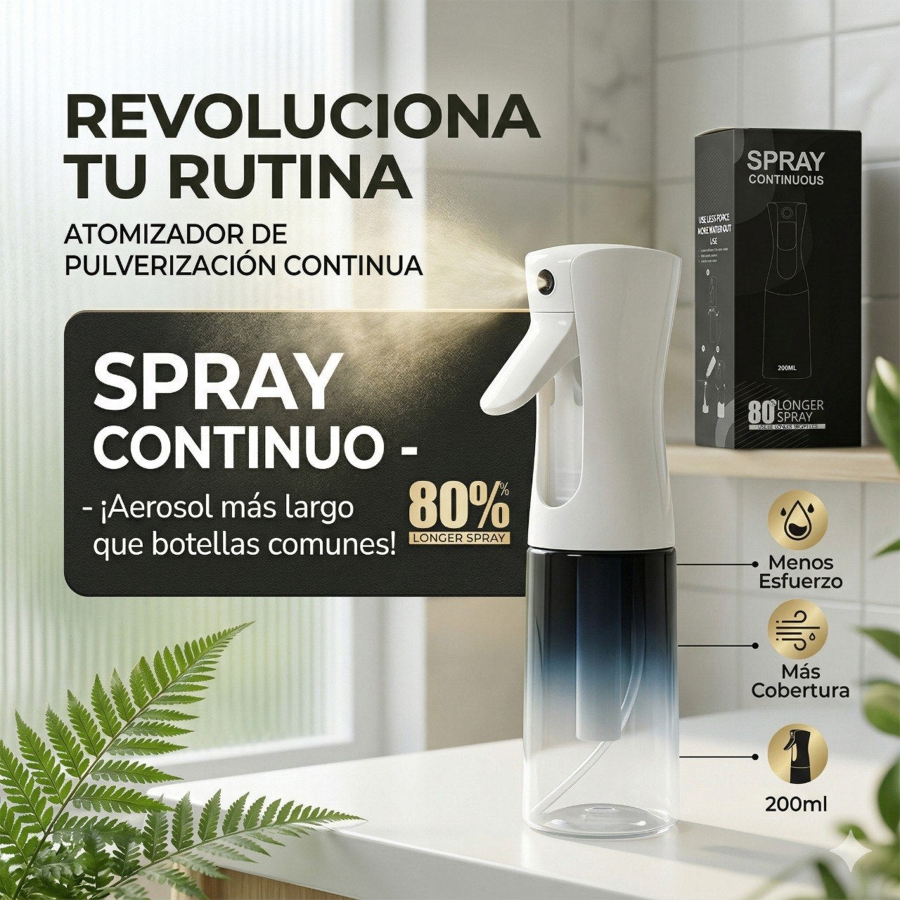 RECIPIENTE BOTELLA PULVERIZADORA DE BRUMA ULTRA FINA 20CM