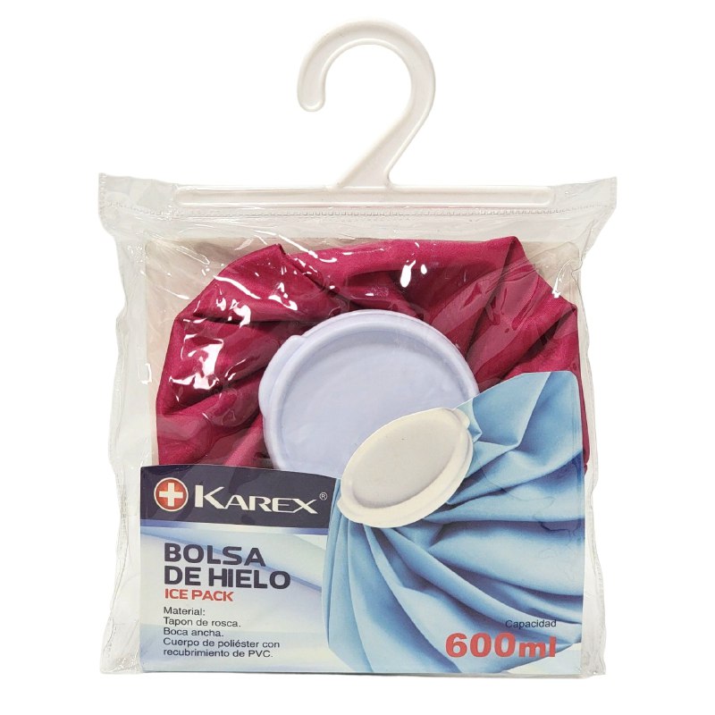 BOLSA DE HIELO CON TAPON PARA DOLOR DE CUERPO REUTILIZABLE +KAREX 600ML