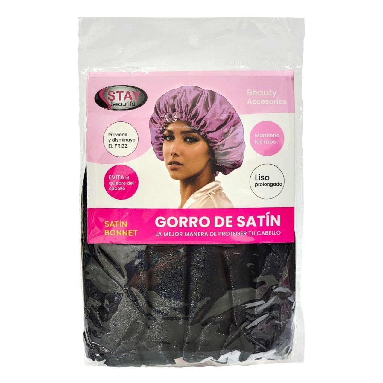 GORRO DE SATÍN EVITA EL QUIEBRE DEL CABELLO, MANTIENE LOS RIZOS, LISO PROLONGADO STAY BEAUTIFUL
