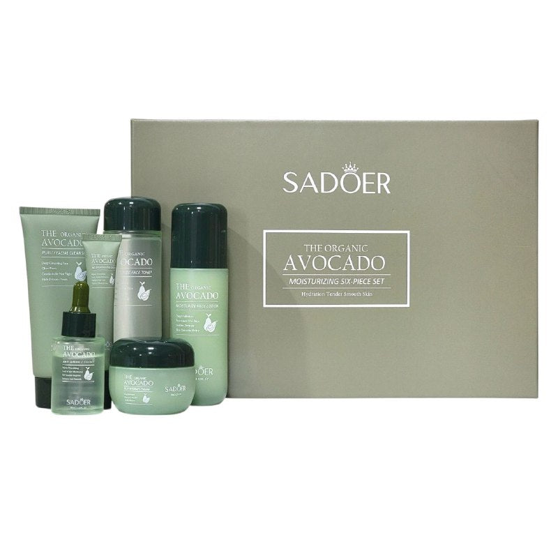 SET DE CUIDADO FACIAL DE AGUACATE ORGANICO EFECTO HIDRATANTE 6PCS SADOER