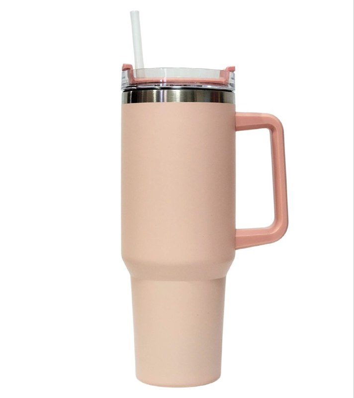 VASO TERMICO DE ACERO INOXIDABLE DOBLE PARED AL VACIO, 4 COLORES CON ASA Y PAJILLA 40OZ