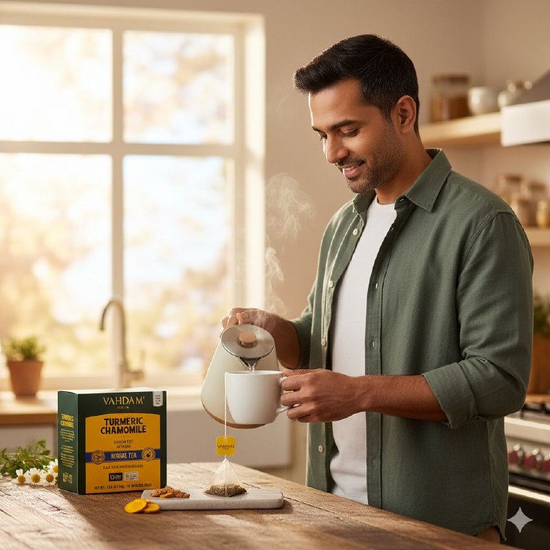 TE DE CURCUMA Y MANZANILLA SIN CAFEINA IDEAL PARA RELAJARSE Y CALMARSE VAHDAM 15UND