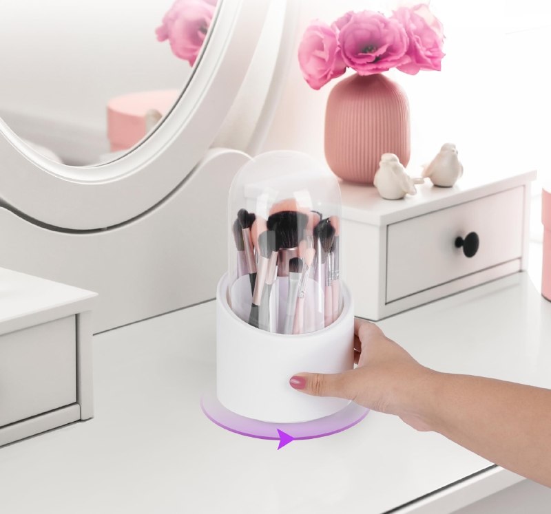 ORGANIZADOR DE BROCHAS DE MAQUILLAJE GIRATORIO LD-1005-1 19X13CM