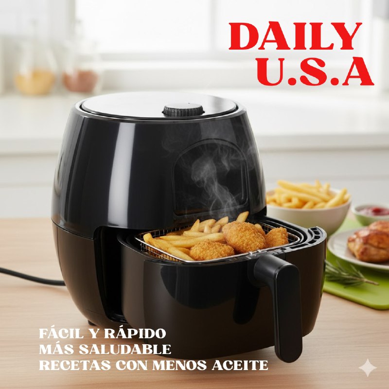 MAQUINA FREIDORA DE AIRE RAPIDA SALUDABLE, CON TEMPORIZADOR CON ALARMA, TEMPERATURA AJUSTABLE Y CAPACIDAD DE 4L DAILY USA