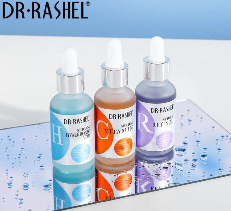 SUERO FACIAL EN SET HIDRATANTE, SUERO DE VITAMINA C, SUERO DE RETINOL, SUERO DE ACIDO HIALURONICO DR RASHEL 30MLX3