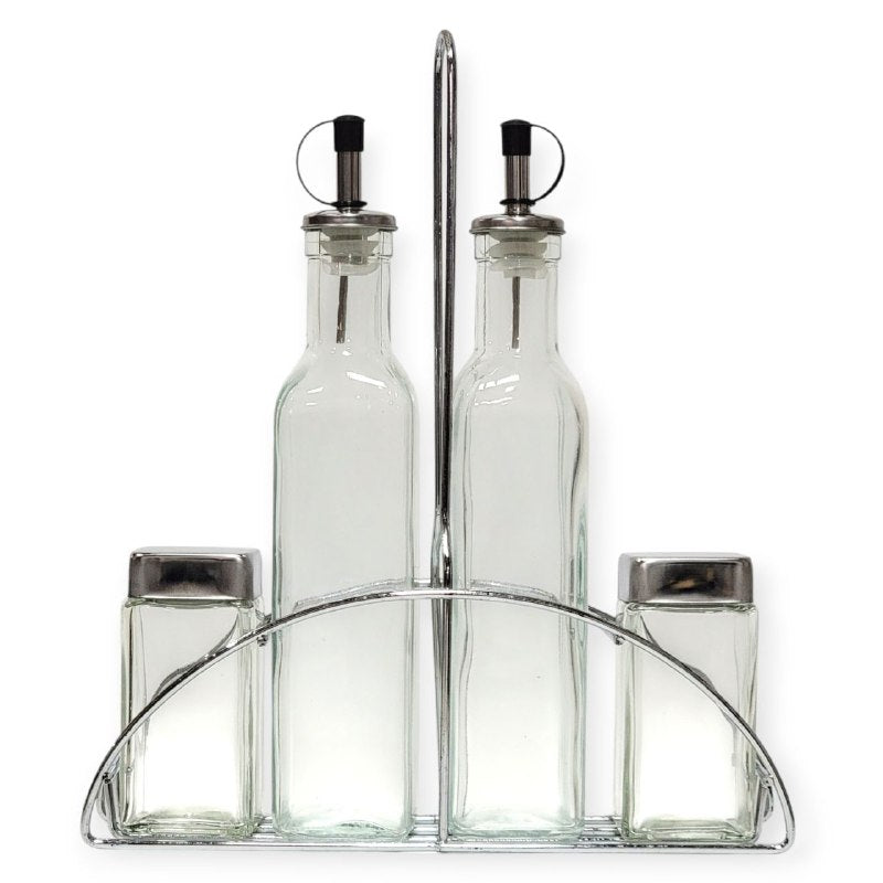 ORGANIZADOR DE ESPECIAS Y ACEITE/VINAGRE DE VIDRIO CON SOPORTE 5PCS LIFEART