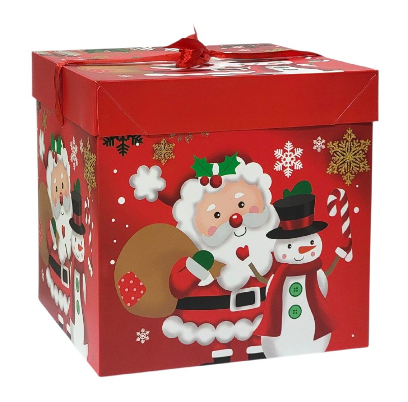 CAJA DE REGALO NAVIDEÑA GRANDE 22X22X22CM