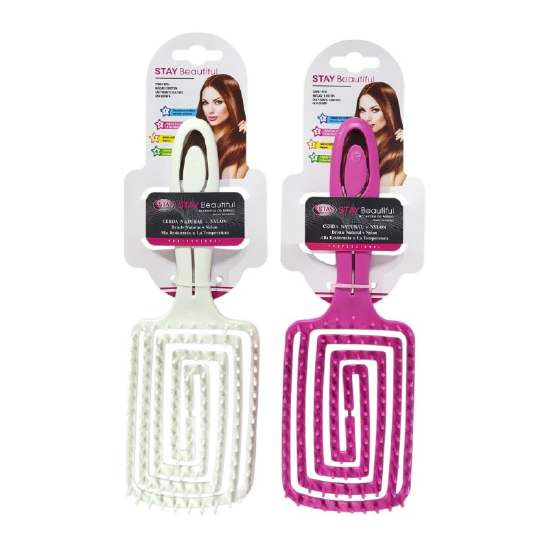 CEPILLO PEINE PARA EL CABELLO PARA CONTROLAR EL FRIZZ STAY BEAUTIFUL 8X23CM, 4 ESTILOS