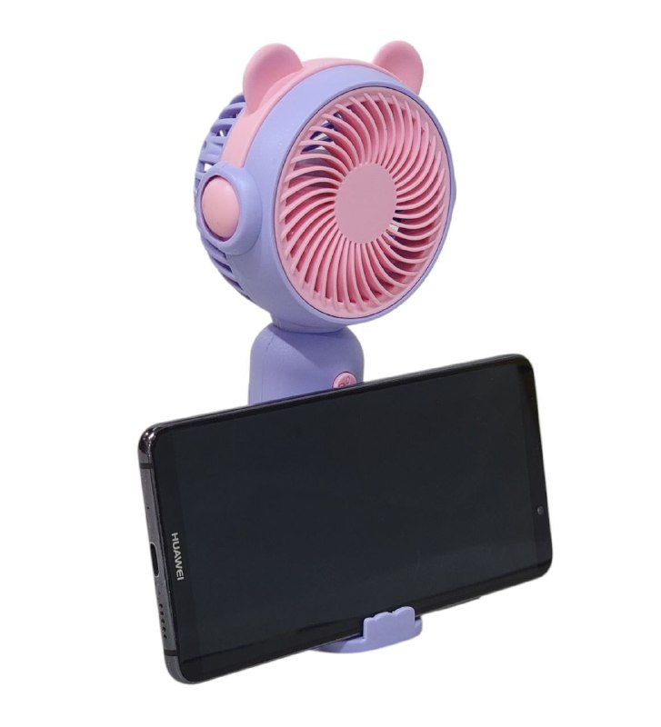 VENTILADOR DE MANO O MESA RECARGABLE CON SOPROTE PARA CELULAR 4 COLORES