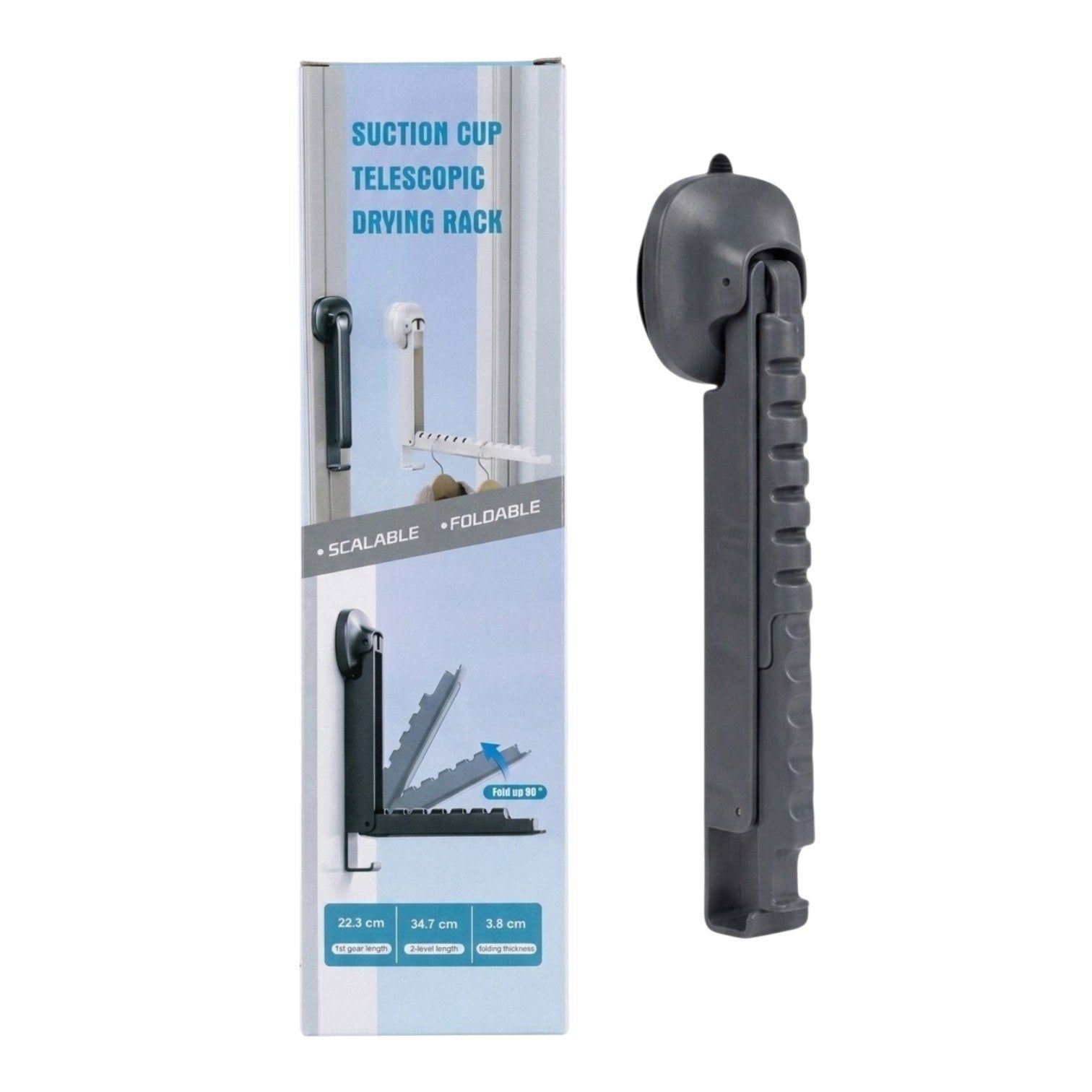TENDEDERO TELESCÓPICO CON VENTOSAS APROVECHAR MEJOR LOS ESPACIOS Y FACILITAR EL SECADO DE PRENDAS  22.3CM, 34.7CM & 3.8CM