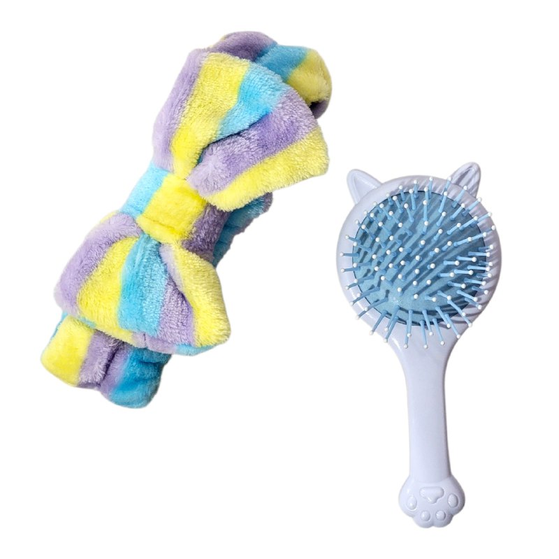 SET DE CUIDADO PERSONAL DE 2 PIEZAS, VINCHA ELASTICA Y PEINE DESENREDANTE 17CM