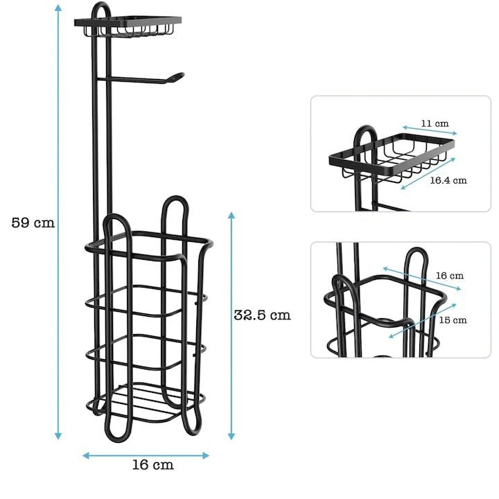 ESTANTE ORGANIZADOR PARA BAÑO, ALMACENAMIENTO DE PAPEL HIGIENICO Y SOPORTE PARA CELULAR