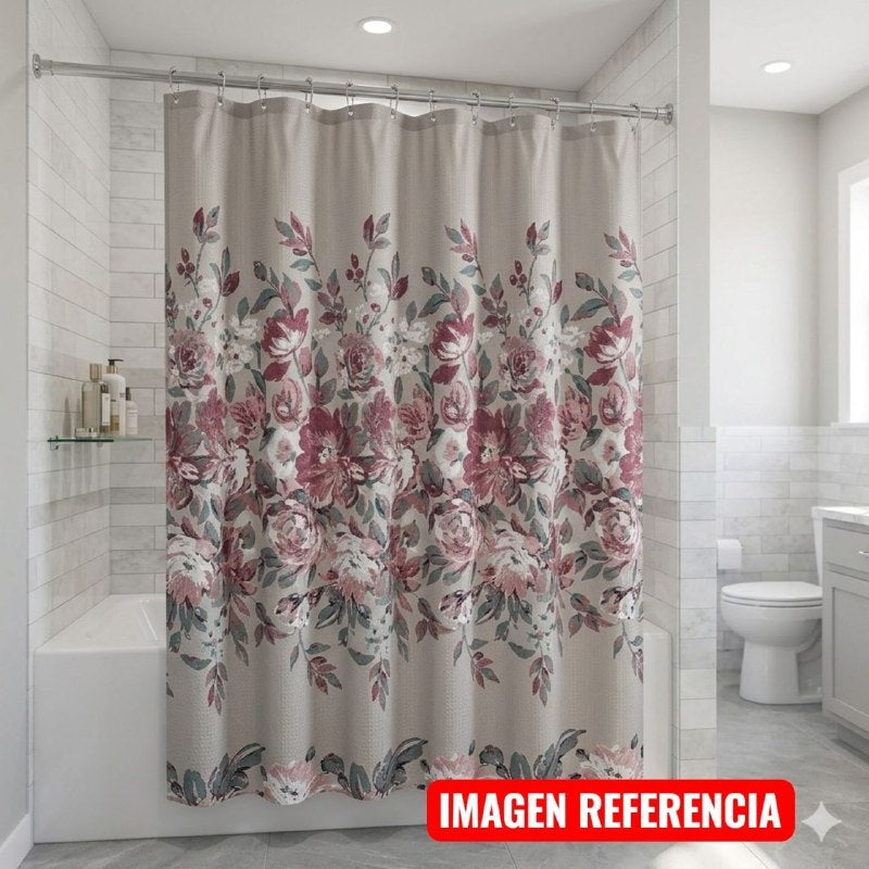 CORTINA PARA BAÑO DE TELA SUAVE DE ALTA RESISTENCIA DE 12 GANCHOS DOBBY COLLECTION 183X183CM