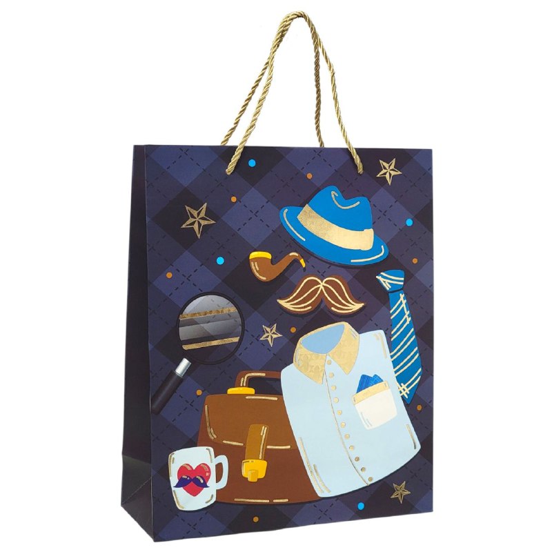 BOLSA DE REGALO PARA HOMBRE MEDIANA 26X32X10CM
