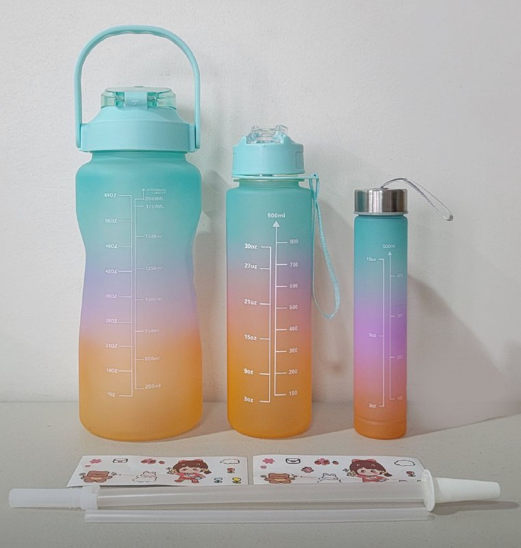 BOTES MOTIVACIONALES SET 3 PIEZAS  2L/900ML/500ML
