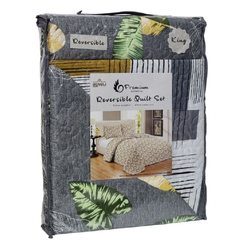 JUEGO DE SABANAS CAMERA TIPO EDREDON REVERSIBLE DE 3 PIEZAS KING BENELI HOME 17 ESTILOS