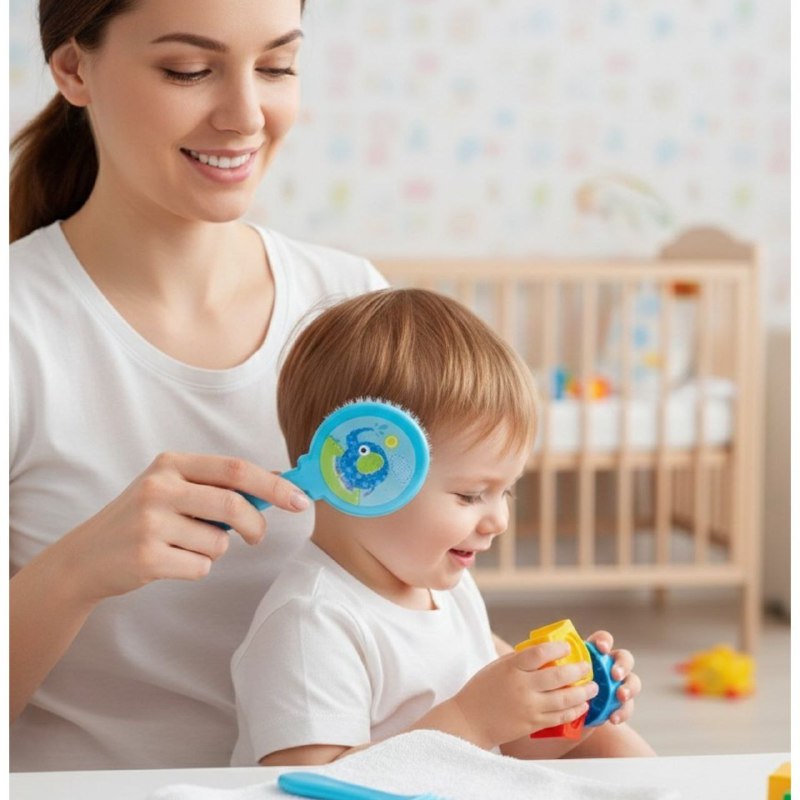 CEPILLO PEINE PARA BEBES, FACILITA EL CUIDADO DEL CABELLO, CERDAS SUAVES DE NAILON SMILY BABY 2 COLORES