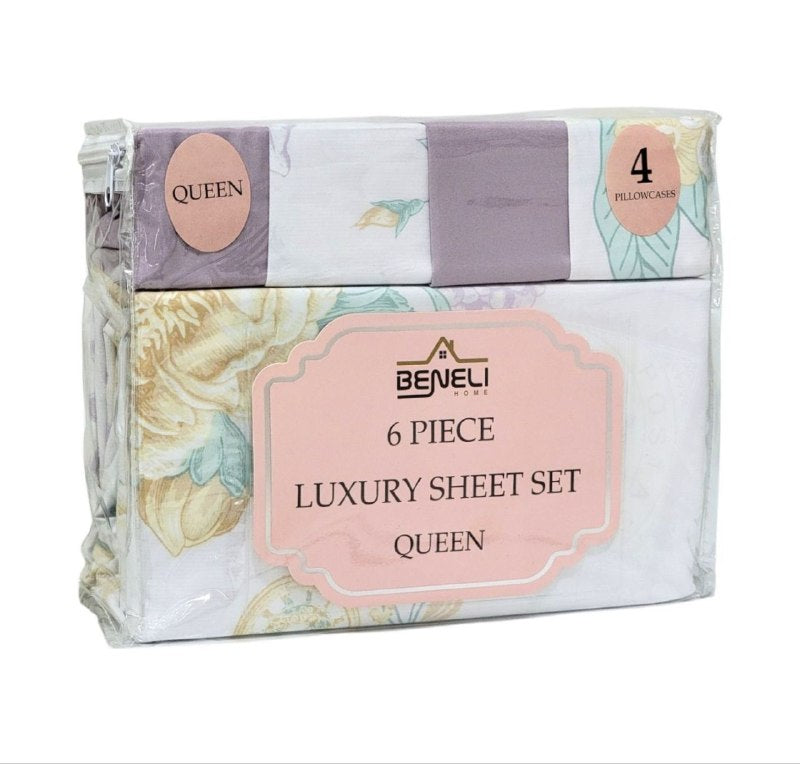 JUEGO DE SABANAS DE LUJO TAMAÑO QUEEN DE 6PCS BENELI HOME