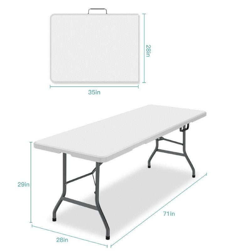 MESA PLEGABLE PORTATIL DE PLASTICO REFORZADO 183X76CM