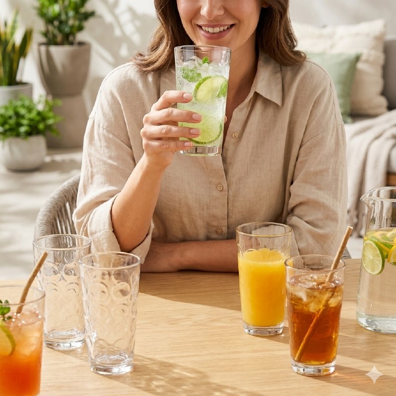 SET DE VASOS DE VIDRIO ELEGANTES Y VERSATILES DE 200ML BENELI HOME 6PCS