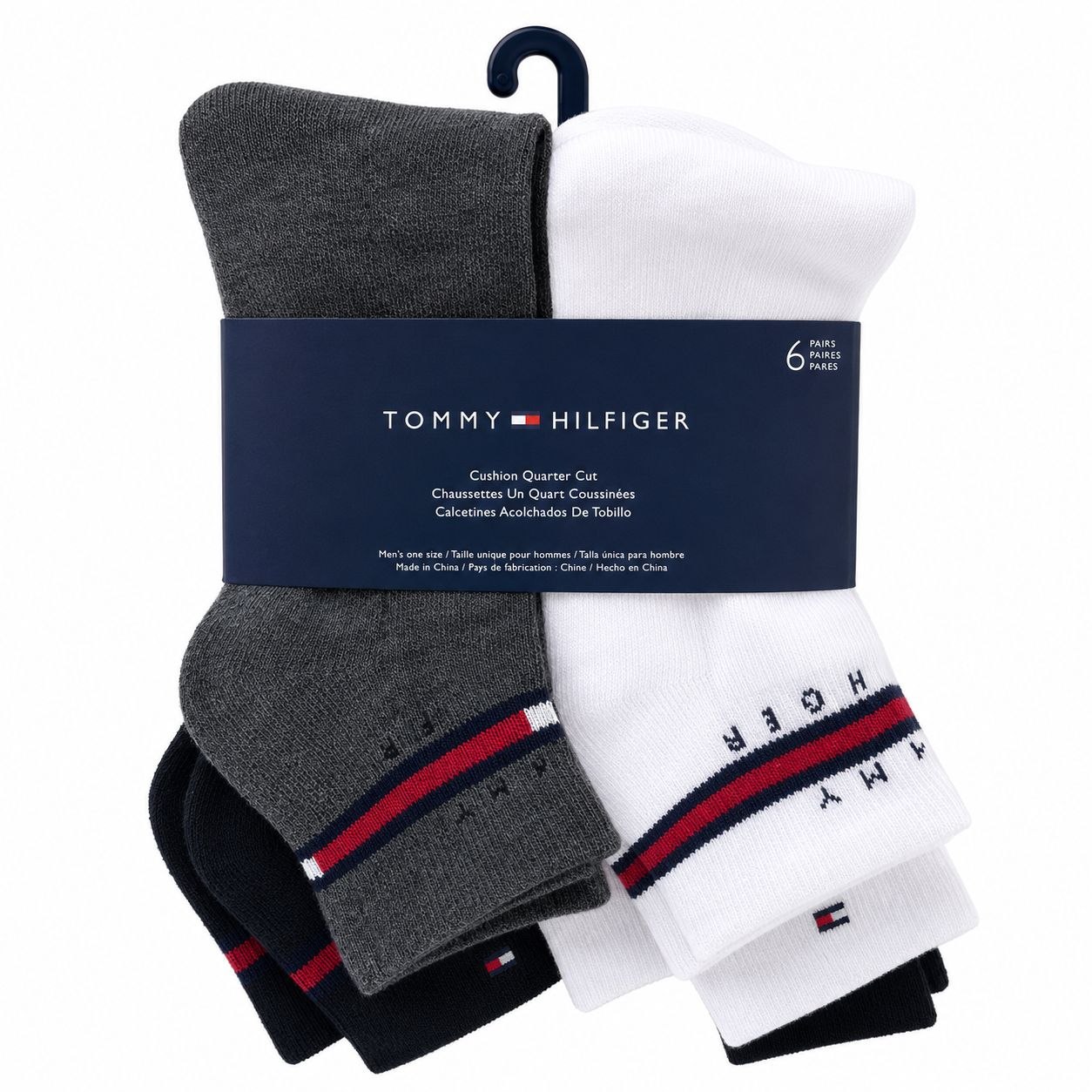 CALCETA TOBILLERA TOMMY HILFIGER PARA HOMBRE 6 PARES TALLA ÚNICA
