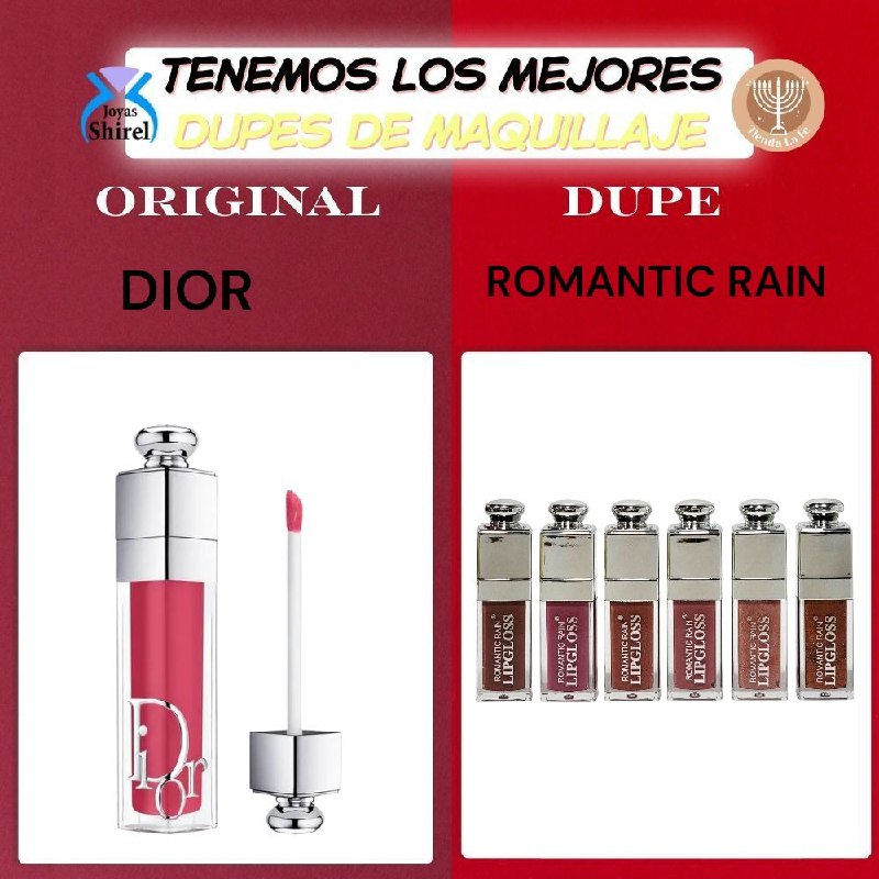 BRILLO LABIAL LIP GLOSS DUPE DE CHRISTIAN DIOR, SUAVE Y RESISTENTE AL AGUA DE LARGA DURACION ROMANTIC RAIN