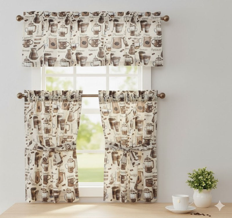CORTINAS PARA HOGAR COCINA, ELEGANTES EN SET DE 3 PIEZAS BENELI HOME PARA HOGAR COCINA, ELEGANTES EN SET DE 3 PIEZAS BENELI HOME