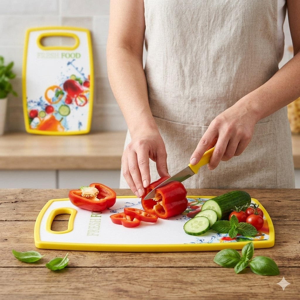 TABLAS DE CORTE  Y UN CUCHILLO MULTIUSOS FACILITAR LA PREPARACIÓN DIARIA DE ALIMENTOS BENELI HOME 37x23CM