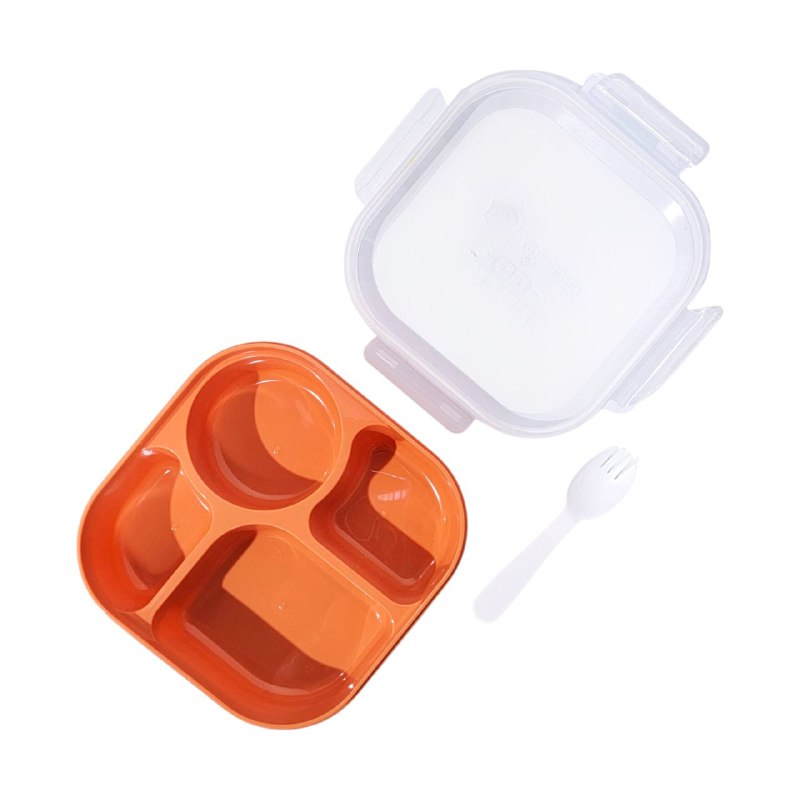 RECIPIENTE PANA PARA ALIMENTOS DE 4 COMPARTIMIENTOS CON TENEDOR BENELI HOME 18X18X6.5CM