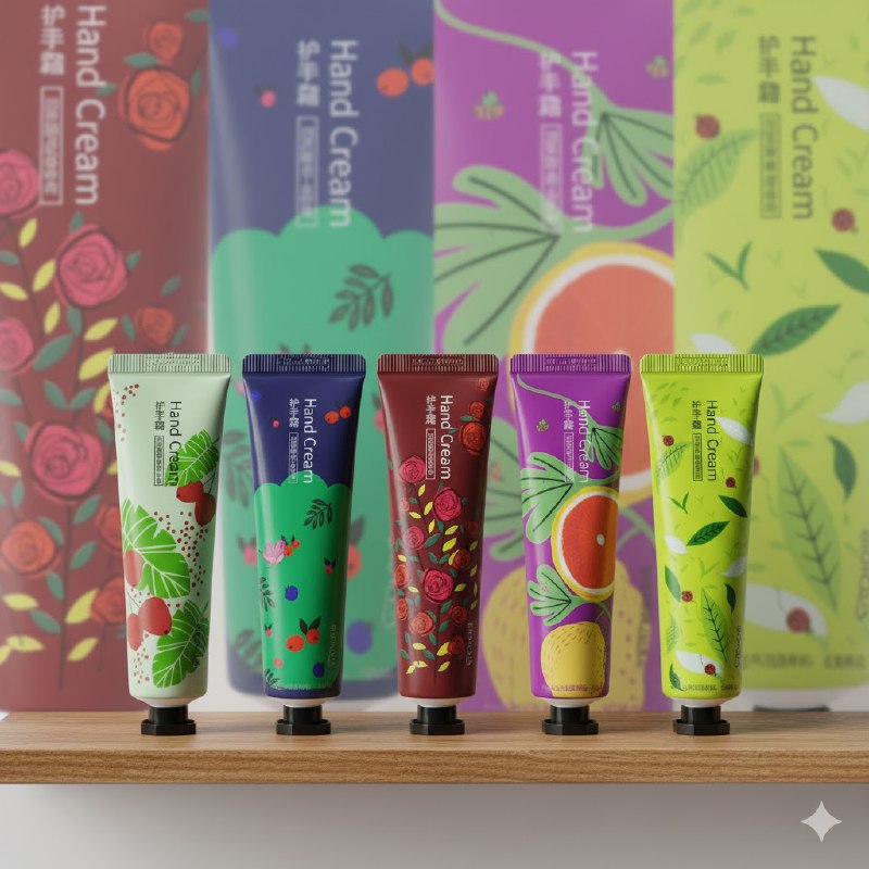 SET DE CREMAS DE MANOS HIDRATANTES CON FRAGANCIAS VEGETALES 5PCS
