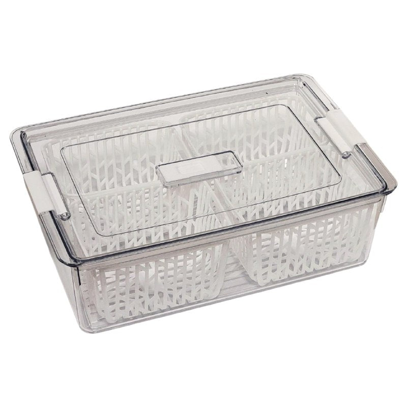 RECIPIENTE DE ALMACENAMIENTO DOBLE CAPA CON SISTEMA DE DRENAJE 10X21X23CM 4300ML
