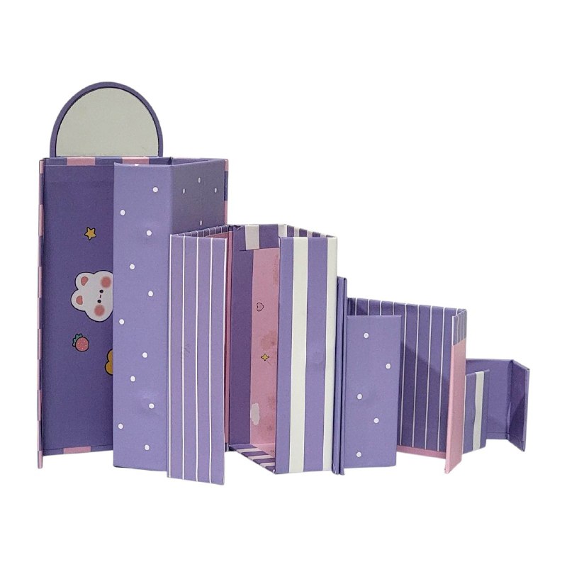ESTUCHE CARTUCHERA, LAPICERA RECTANGULAR DE 4 COMPARTIMIENTOS CON ESPEJO, MANTIENE LOS LAPICES, BROHCAS, ETC ORGANIZADOS CON ESTILO, 4 DISEÑOS LOVELY DAY