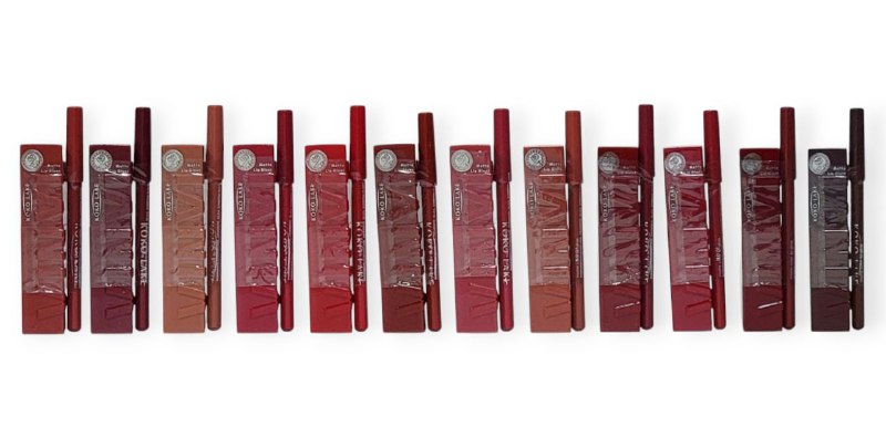 BRILLO LABIAL Y DELINEADOR DE LABIOS 2 EN 1,DUPE MAYBELLINE VINYL INK  IRRESISTIBLES, IMPERMEABLE NO GRASO MATTE 12 TONOS, KOKO LAKE