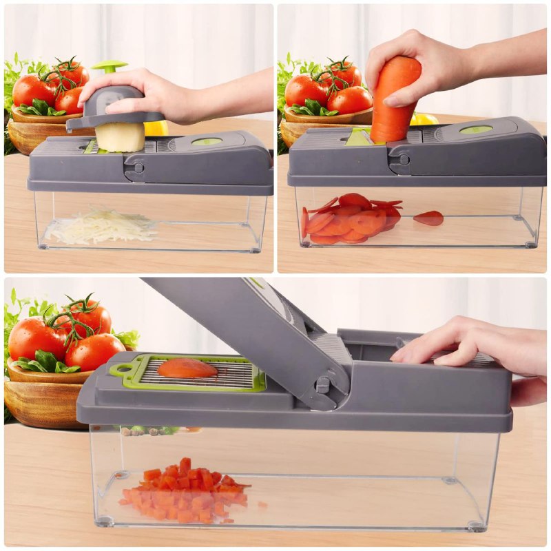 MAQUINA CHISMOLERA, 14 PIEZAS CORTADORA DE VERDURAS 14 EN 1 MULTIFUNCIONAL KITCHEN IDEAS VEGGIE SLICER 10X33.5X12.5CM